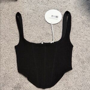 Princess Polly Black Ribbed bustier size  0 nwt